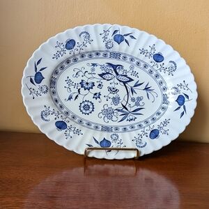 Blue Nordic, Floral "Blue Onion" Ironstone English platter, J&G Meakin,DW safe